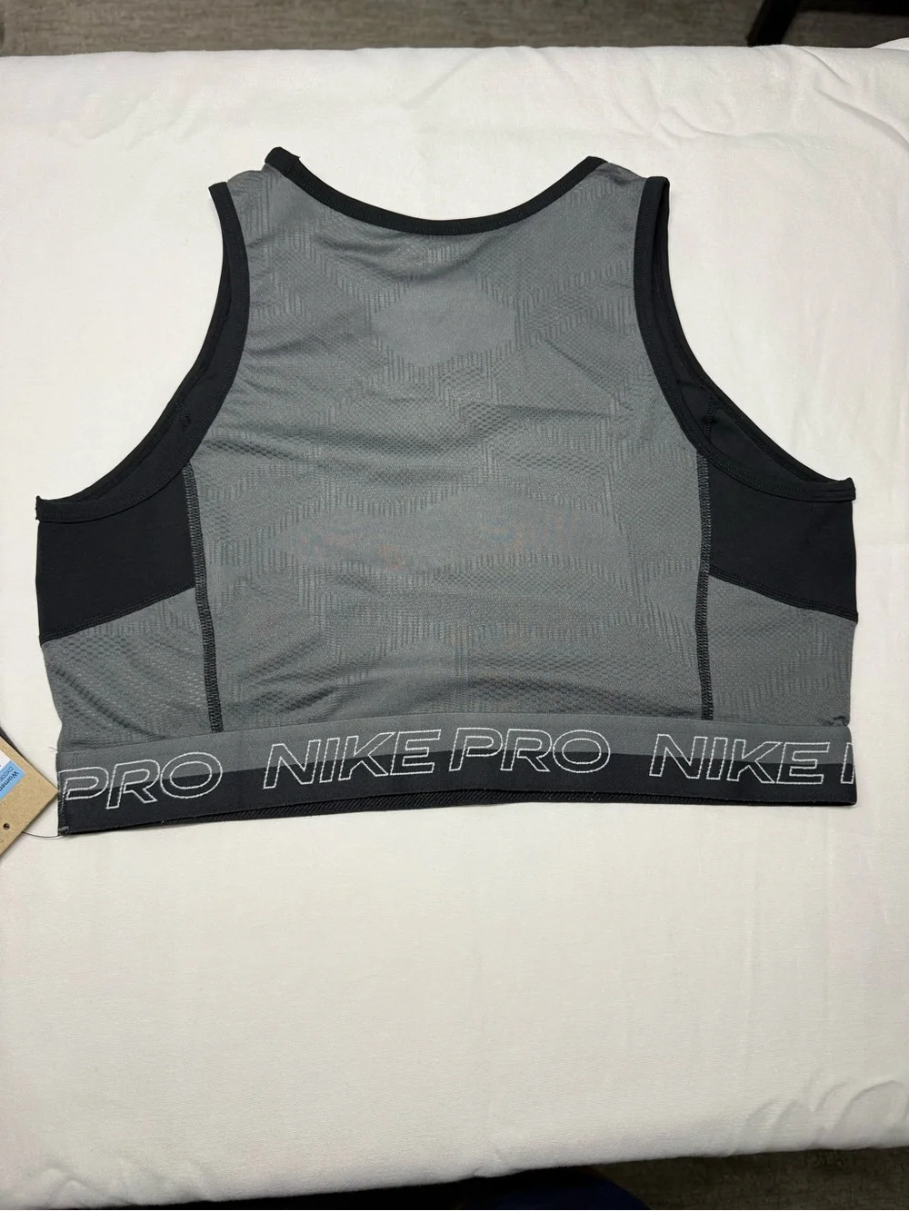 Nike Black and Gray Pro Cropped Athletic Tank